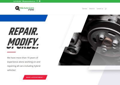 Home NQ Auto Care Tyres website by iVenzu Technologies, designed for a seamless online experience with responsive design and easy access to auto care and tyre services.