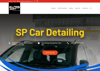 Home SP Mobile Car Detailing website by iVenzu Technologies, designed for a seamless mobile detailing service experience with responsive design and easy booking.