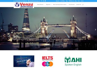 VenzuOverseas website by iVenzu Technologies, responsive design for international education, work, and migration resources